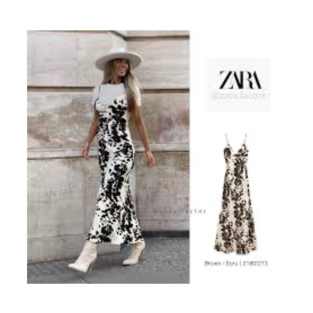 Zara satin effect animal print midi dress